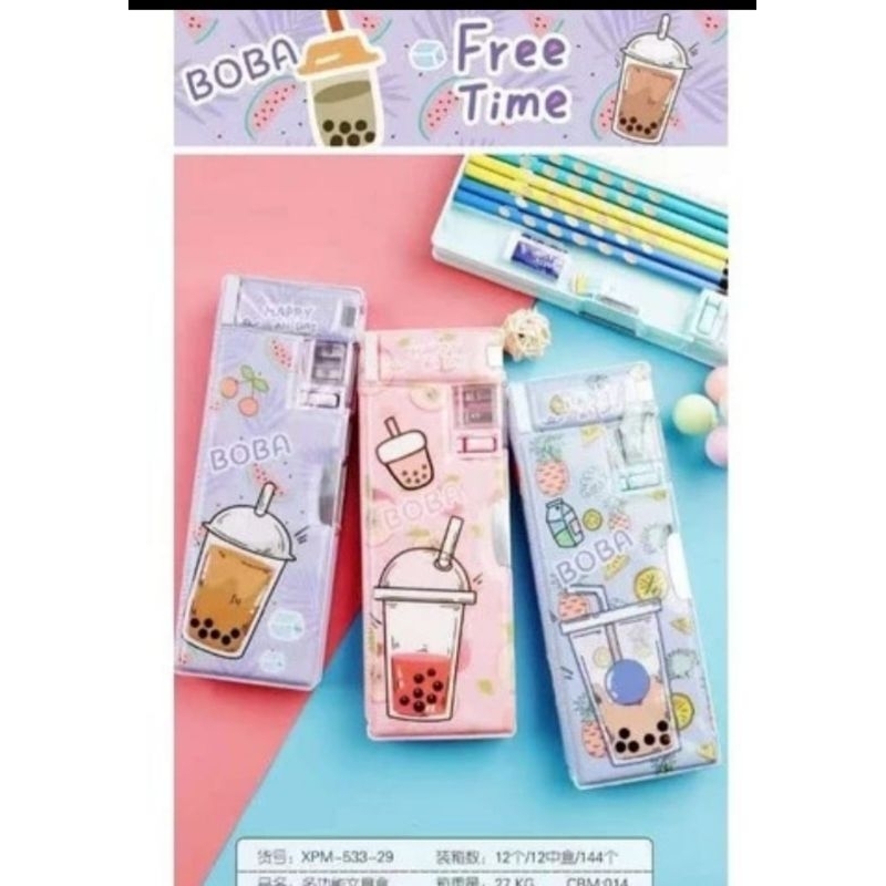 

Kotak pencil double magnet/kotak pencil motif Boba/tempat pencil xpm/ tempat pensil magnet