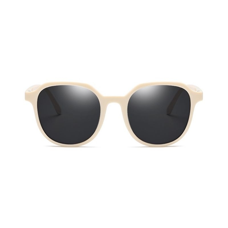 kacamata bulat pipih frame cream lensa hitam sunglasses glasses round circle