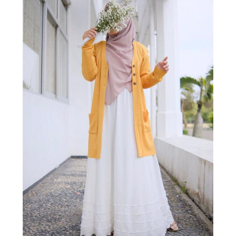 Long Cardi , Cardigan Rajut Kancing