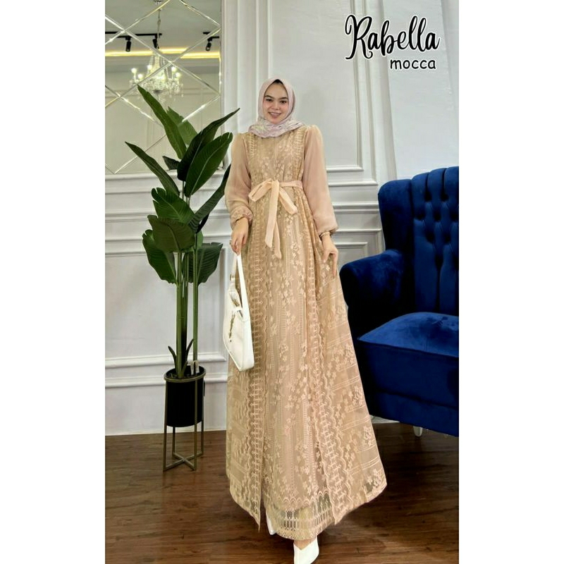 Rabella Maxy, GAMIS LEBARAN CANTIK MODIS FIT XXL LD 110 BAHAN MAXMARA VELVET MIX BROCADE MALIKA IMPORT +ORGANZA ZIPPER BUSUI TERMURAH TERLARIS OOTD KEKINIAN