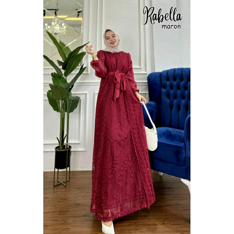 Rabella Maxy, GAMIS LEBARAN CANTIK MODIS FIT XXL LD 110 BAHAN MAXMARA VELVET MIX BROCADE MALIKA IMPORT +ORGANZA ZIPPER BUSUI TERMURAH TERLARIS OOTD KEKINIAN