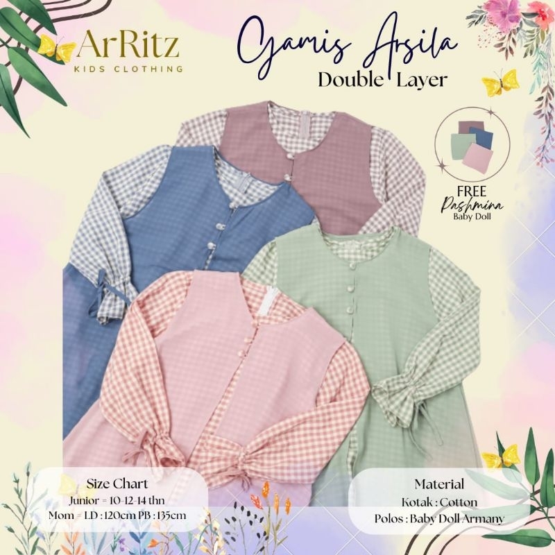 Gamis Arsila Double Layer couple kids and mom BY ArRitz kids clothing