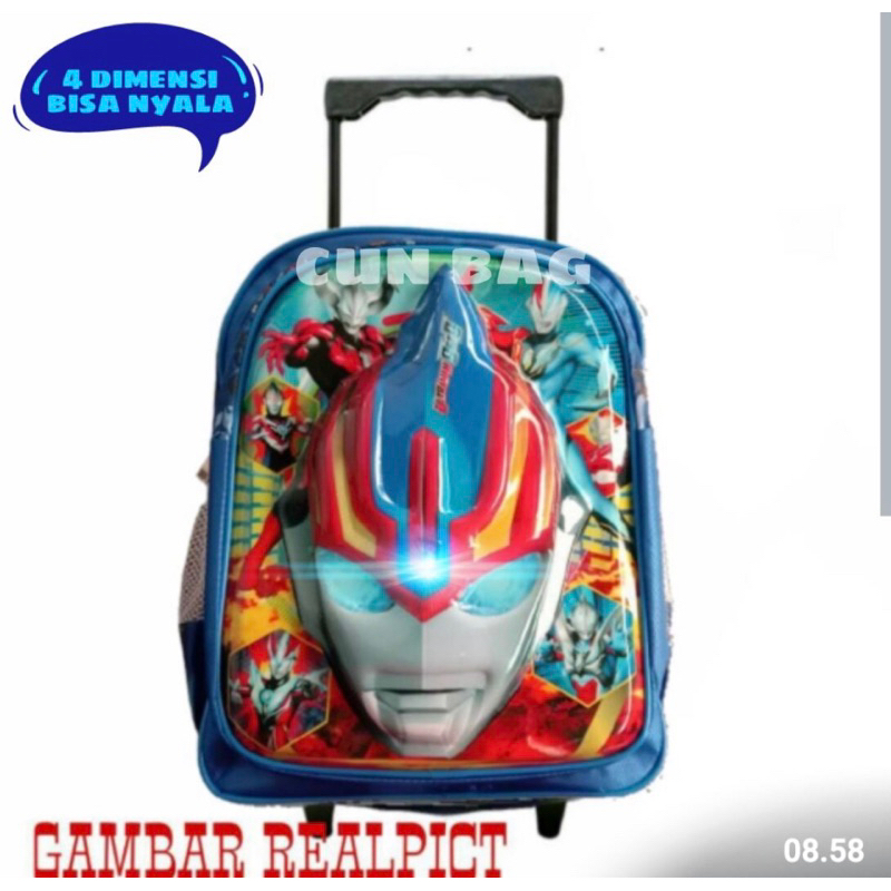 tas ultraman dorong troli /tas troli anak tk paud karakter ultraman