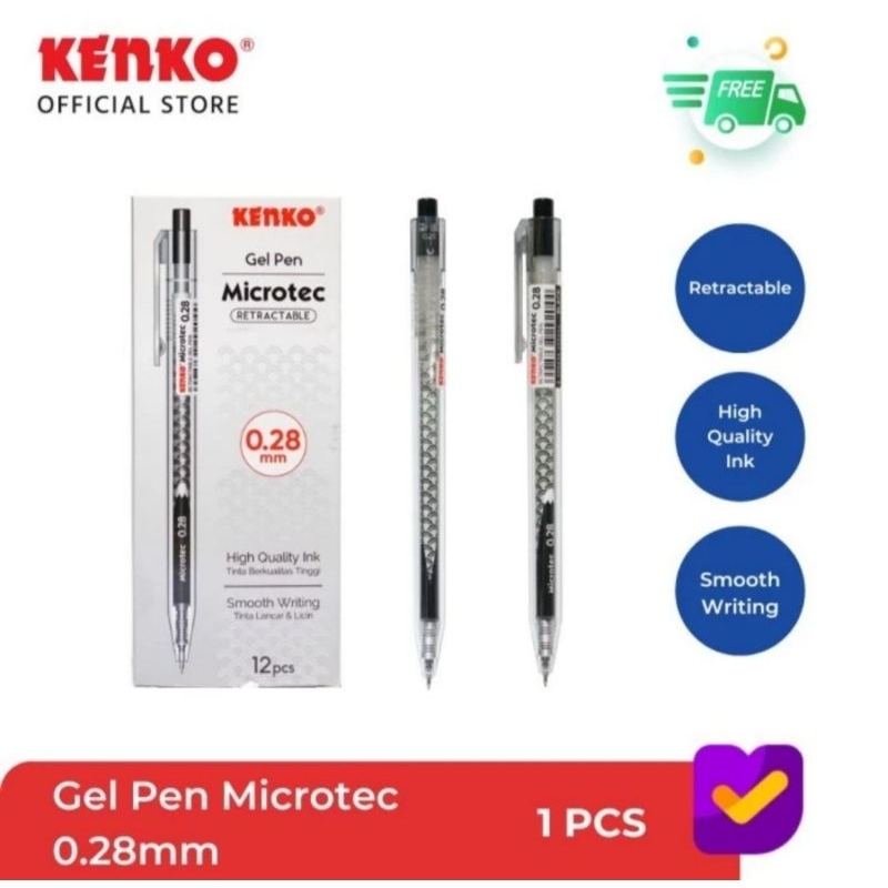 

Kenko Gel Pen Pulpen Pena Tinta Hitam Needle Tip Microtec 0.28mm 1 lusin