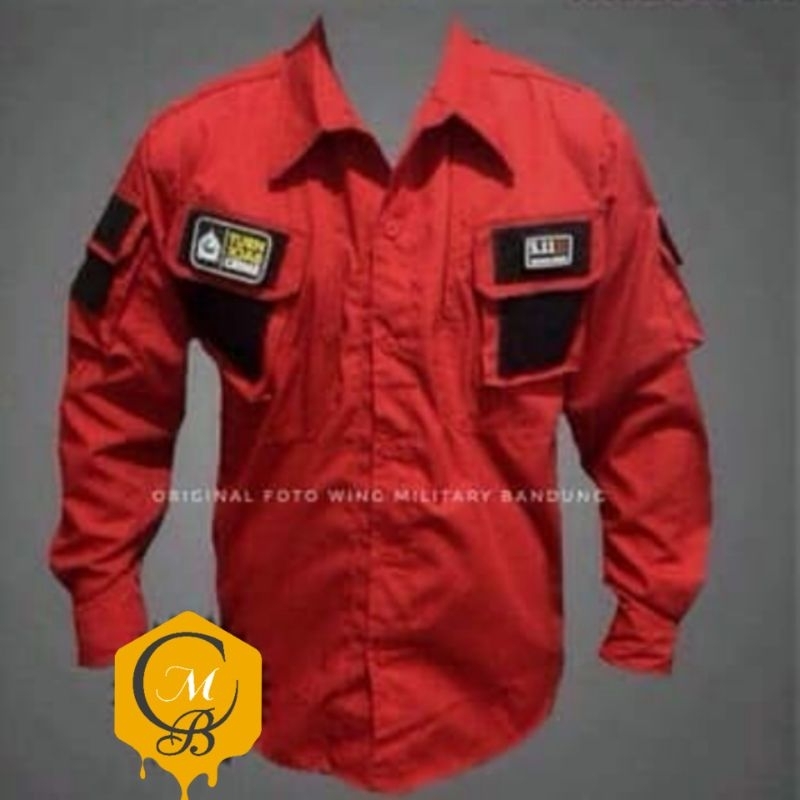KEMEJA PDL RIPSTOP MERAH - KEMEJA RIPSTOP PDL MERAH - KEMEJA MERAH RIPSTOP PDL