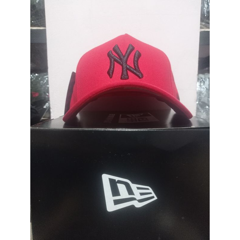 NY hitam/ bahan merah/9 forty/A frame/ topi premium/ topi/MLB/