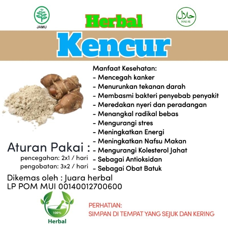 KENCUR KAPSUL HERBAL CURAH ISI 100 Kapsul | Herbal Antioksidan