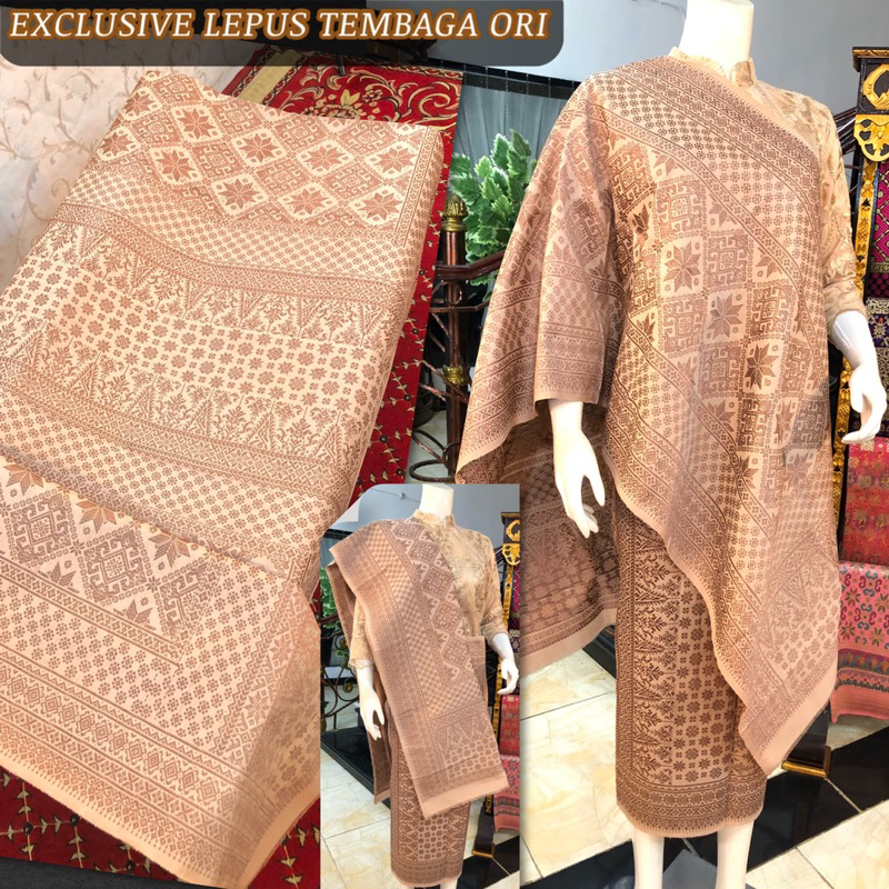 EXCLUSIVE TEMBAGA ORI Warna Alam Coklat Susu /  Songket Tenun Palembang asli Tenun Tangan ilham Song