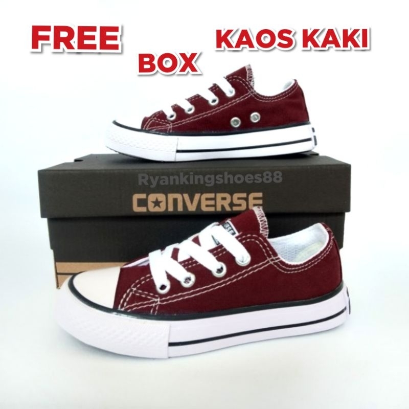 (BISA COD) Sepatu Converse Anak Warna Maroon Model Tali / Sepatu Converse Anak / Sepatu Sekolah Anak / Sepatu Anak Laki-laki / Sneakers Anak