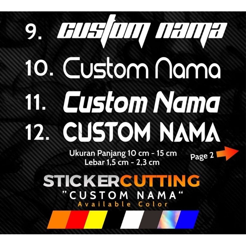 

STICKER STICKER CUTTING CUSTOM NAMA REQUEST NAMA TANPA MINIMAL ORDER