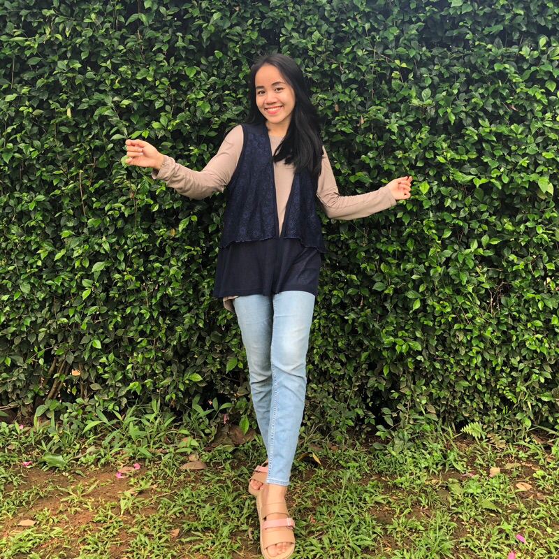 Cardi Navy Brukat - Outer Kutung Brukat - Cardigan Open Front PA43