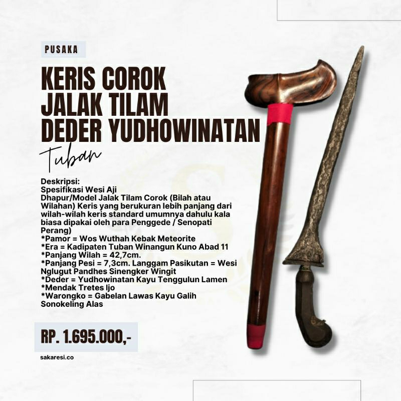 ORI asli Keris Tilam Sepuh Tua Langka Corok