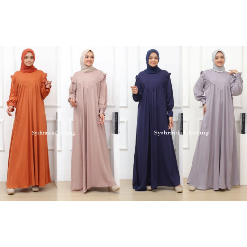 Gamis Polos Twill Rayon Premium Baju Long Dress Wanita Hijab Fashion