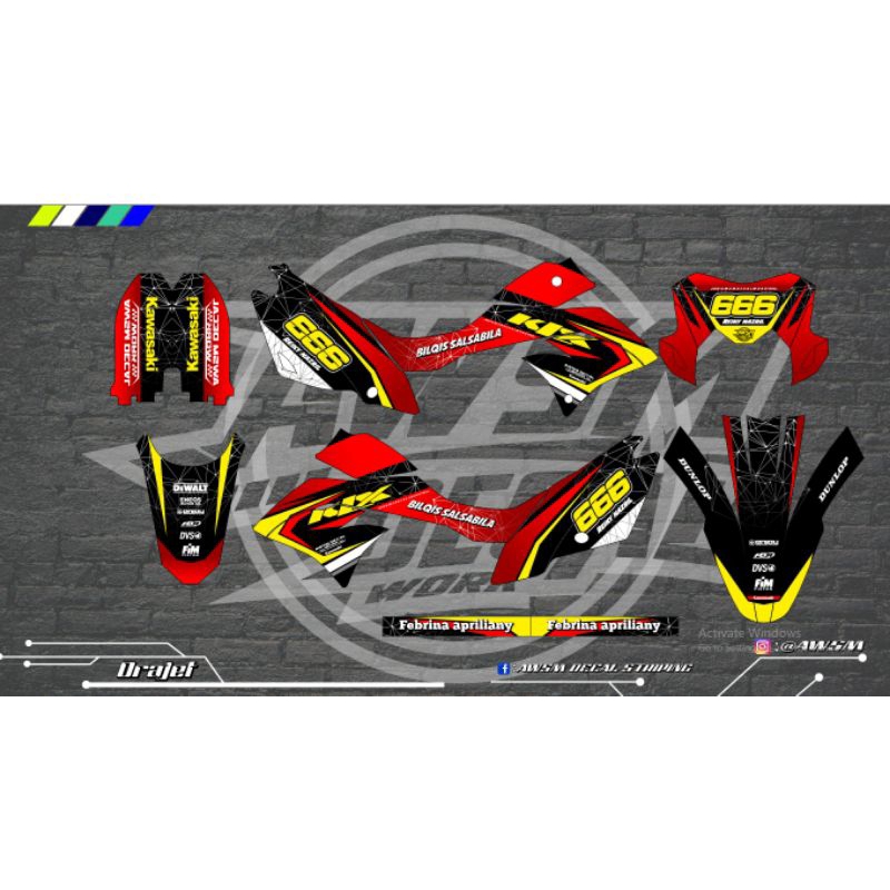 Decal D-Tracker merah full hologram pelangi super glowing