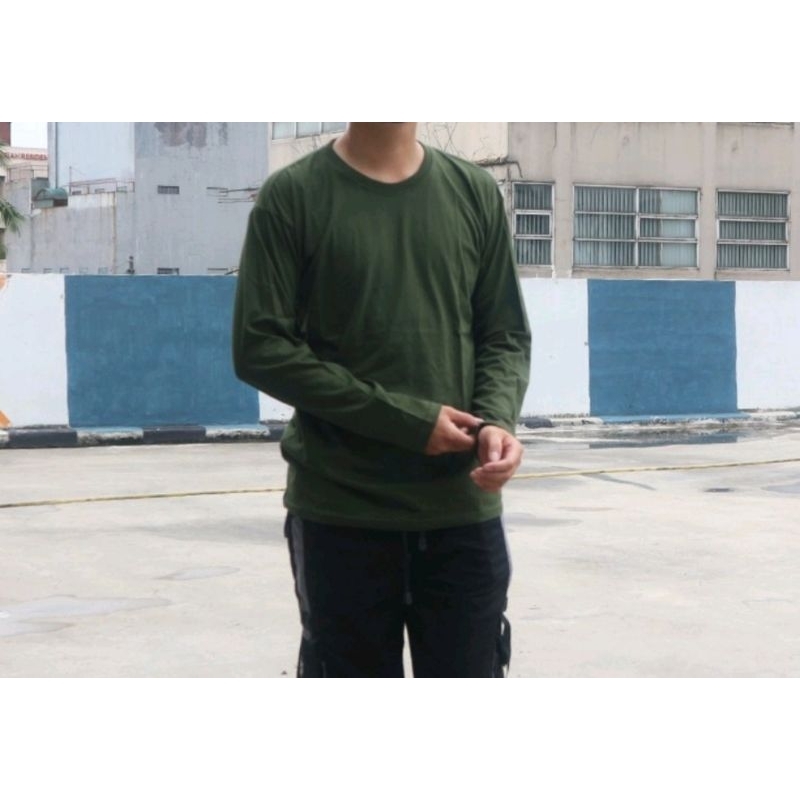 Kaos lengan panjang Hijau Army Unisex
