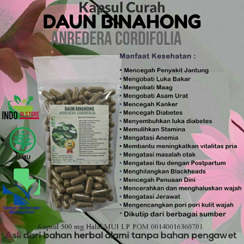 

DAUN BINAHONG SUPER 100 KAPSUL OBAT HERBAL TERBAIK TOPP SELLER (PREMIUM QUALITY)