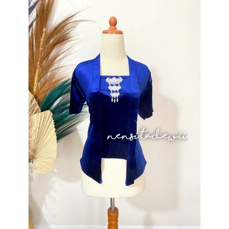 Kebaya Lengan Pendek, Kutubaru - Warna Navy