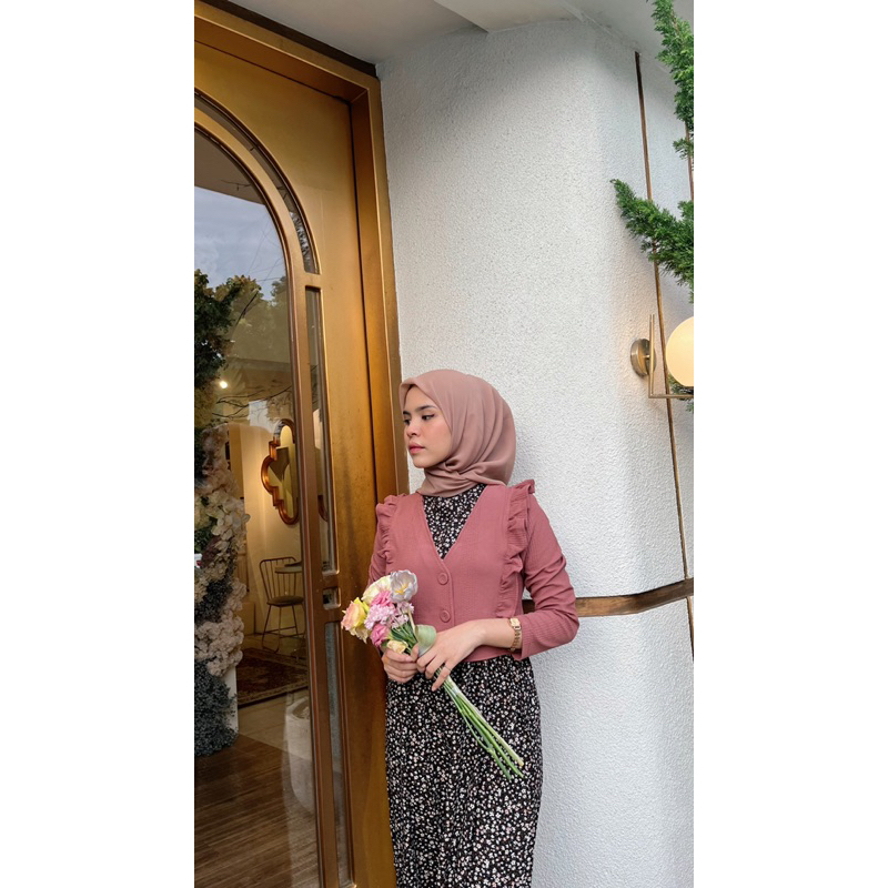 Mikayla Dress Outer Floral Vintage Korean Maxi Dress Wanita Muslimah