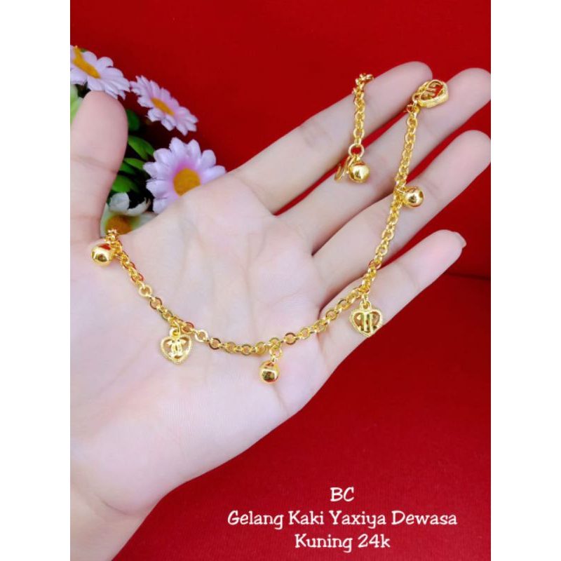 G40 gelang kaki cc 2 lapis emas 24k