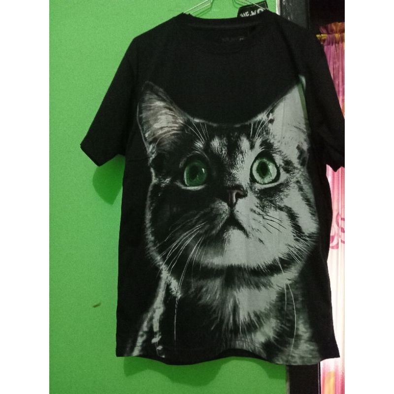 Kaos motif kucing M/L