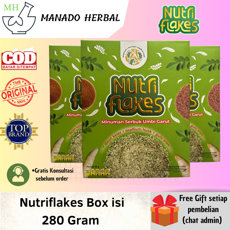 

MANADO - (Free Ongkir) Nutriflakes Sereal Umbi Garut Atasi Maag 100% ORIGINAL - Agen Resmi