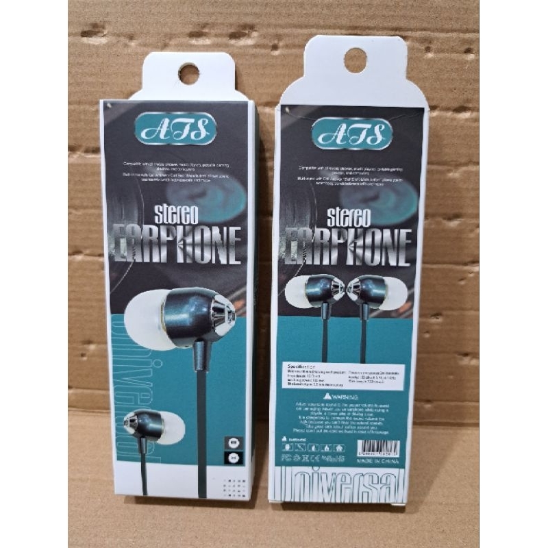 HF HEADSET STEREO EARPHONE ATS HIGH PERFORMANCE IN-EAR EARPHONES HI-RES AUDIO COMPATIBLE WITH ALL MOBILE PHONES, MUSIC PLAYERS, PORTABLE GAMING DEVICES, AND COMPUTERS, XTRA BASS JACK EARPHONE