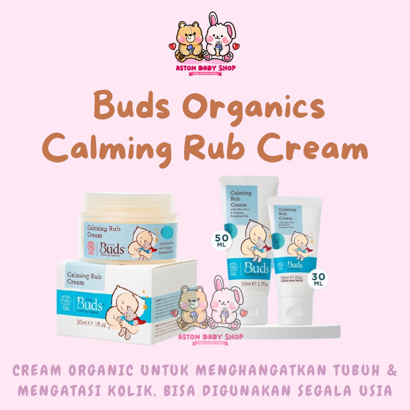 Buds Calming Rub Cream Jar &amp; Tube 30 ml &amp; 50 ml Buds Organic Calming Rub Cream