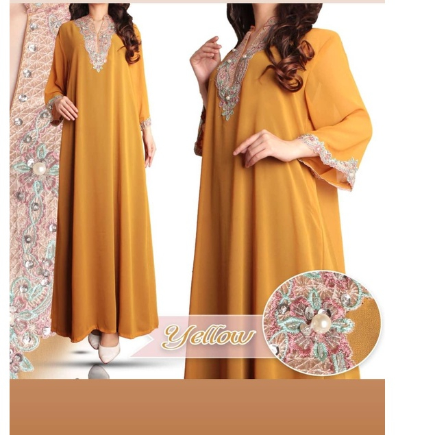 Kaftan Payet Chiffon Cerutty Termurah Ready 13 Warna