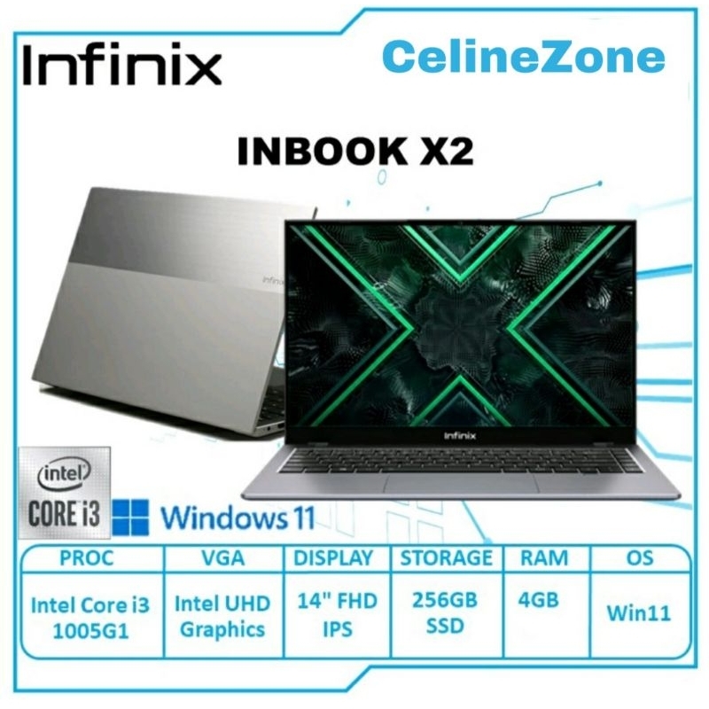 Laptop Infinix Inbox X2 Intel Core i3 4GB 256GB SSD 14&quot;  FHD IPS Win 11 Garansi Resmi