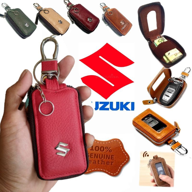 dompet kunci remote keyless dan STNK mobil Suzuki kulit asli gantungan kunci mobil kulit