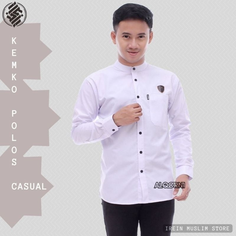 Baju Kemeja Koko Pria Lengan Panjang Casual Koko Polos Kaleb S M L XL