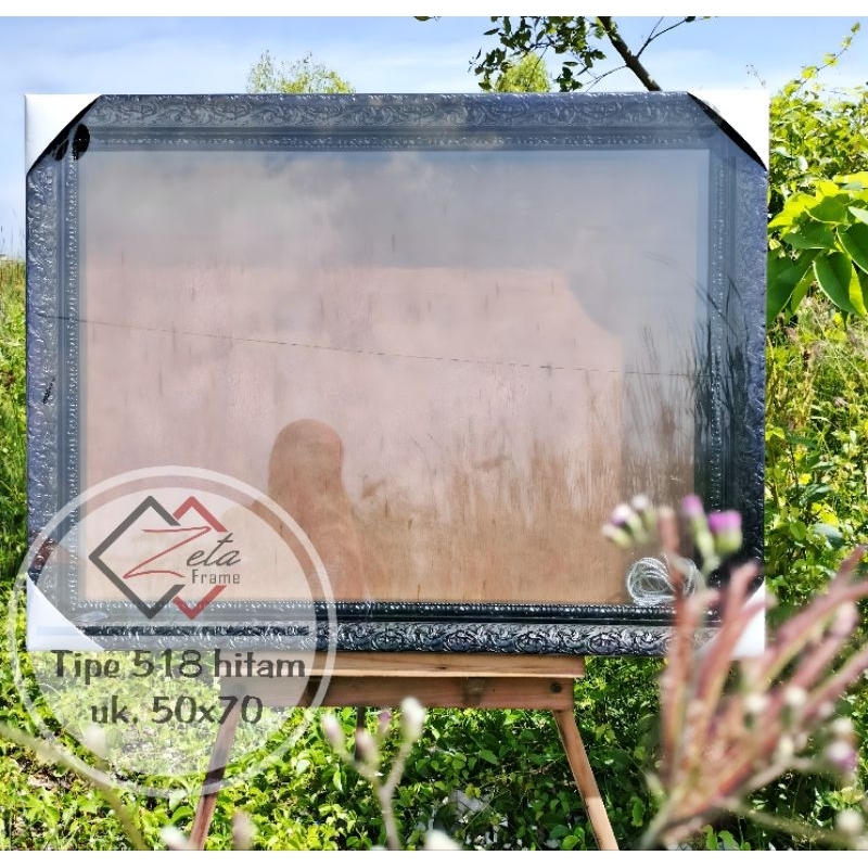 Tipe 518 hitam - Pigura mahar ukir hitam uk. 50x70 - frame mahar