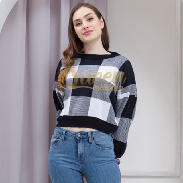 Queenbags89 baju outfit cewek baju atasan wanita baju Rajut Jenni Crop Premium