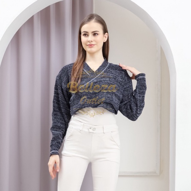 Belleza Outlet baju rajut Cardigan rajut atasan wanita Kimono Knit Twist Crop