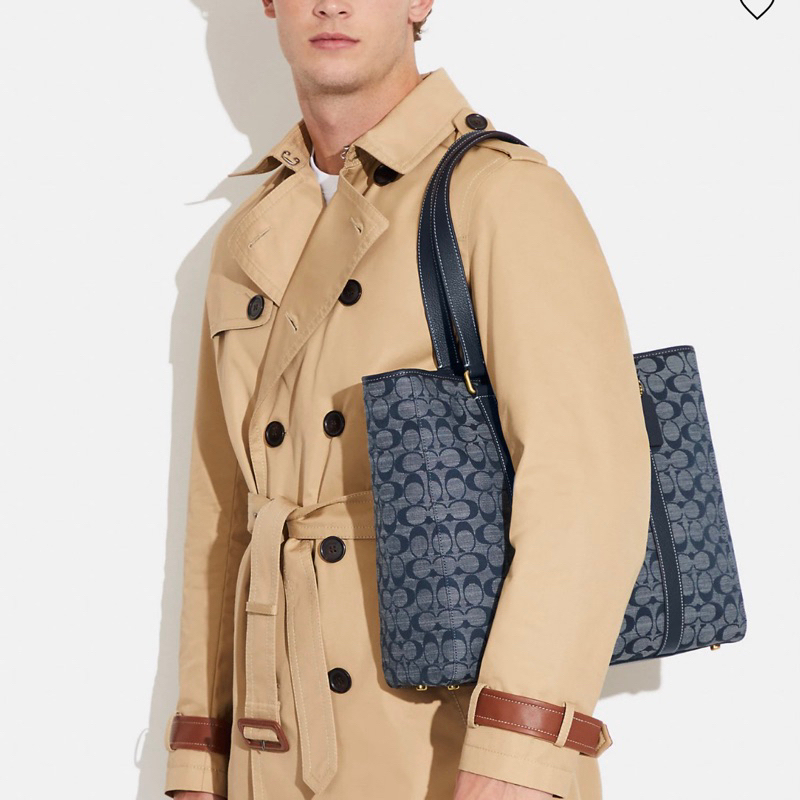 Original Coach Hudson Double Handle Tote Bag in Signature Chambray