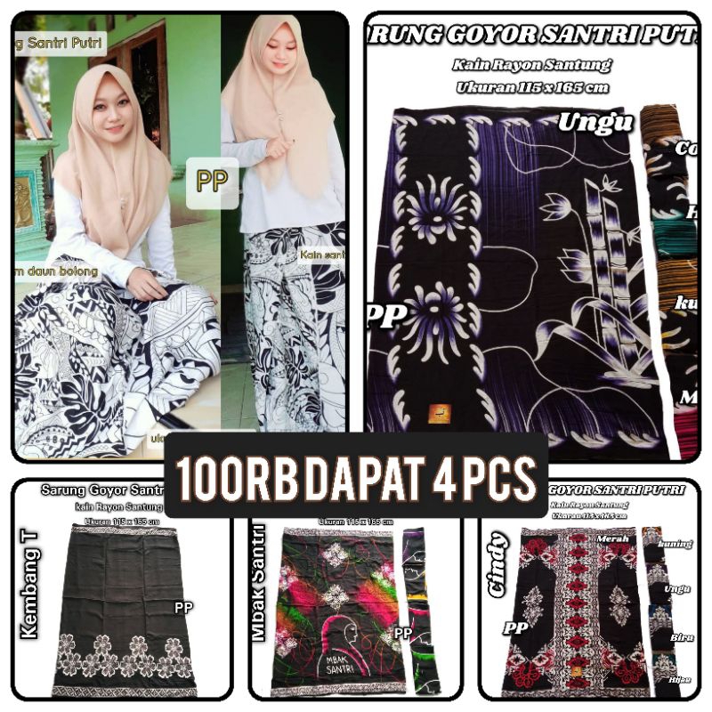 Sarung Santri Putri Kain Rayon goyor santung Motif Baru srung seragam santri bawahan putri sarung an