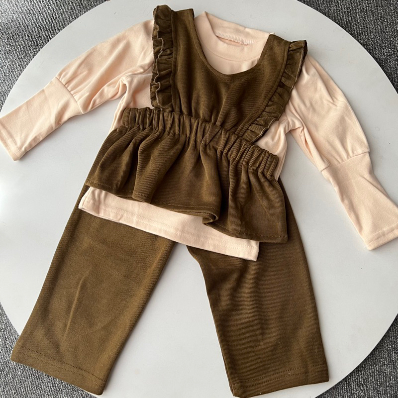 Canna Set corduroy knit 3in1 | setelan anak perempuan