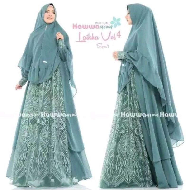 gamis brukat tosca gamus butik premium laikha by hawwaaiwa premium