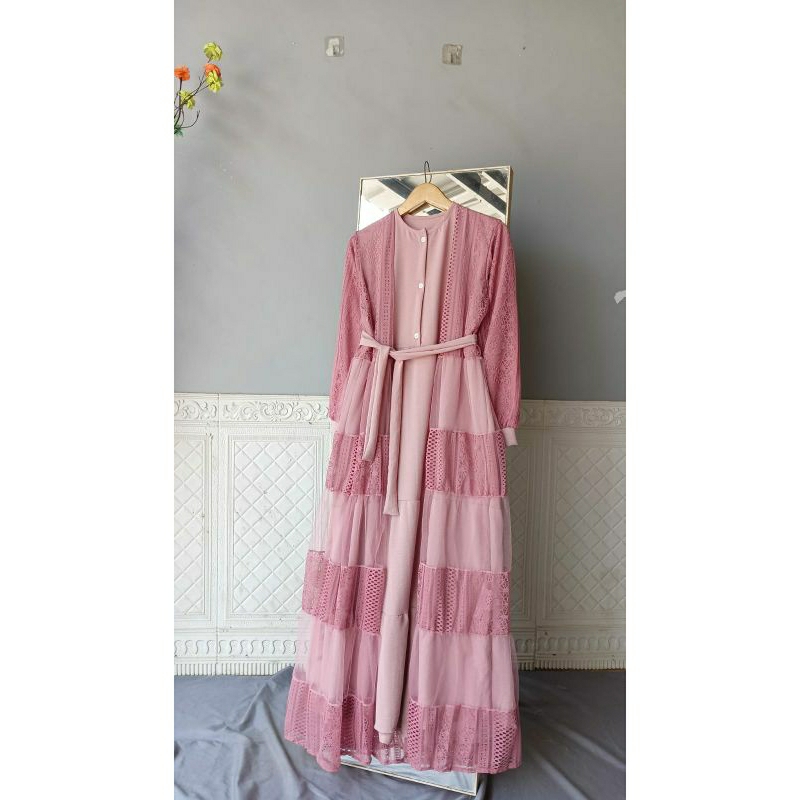 Gamis Brukat Kondangan Model Terbaru// COD Gamis Brukat Lebaran Inner Outer