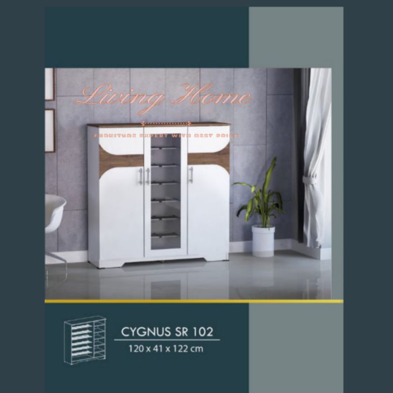 Lemari Sepatu 3P Kaca Tengah CYGNUS SR 102
