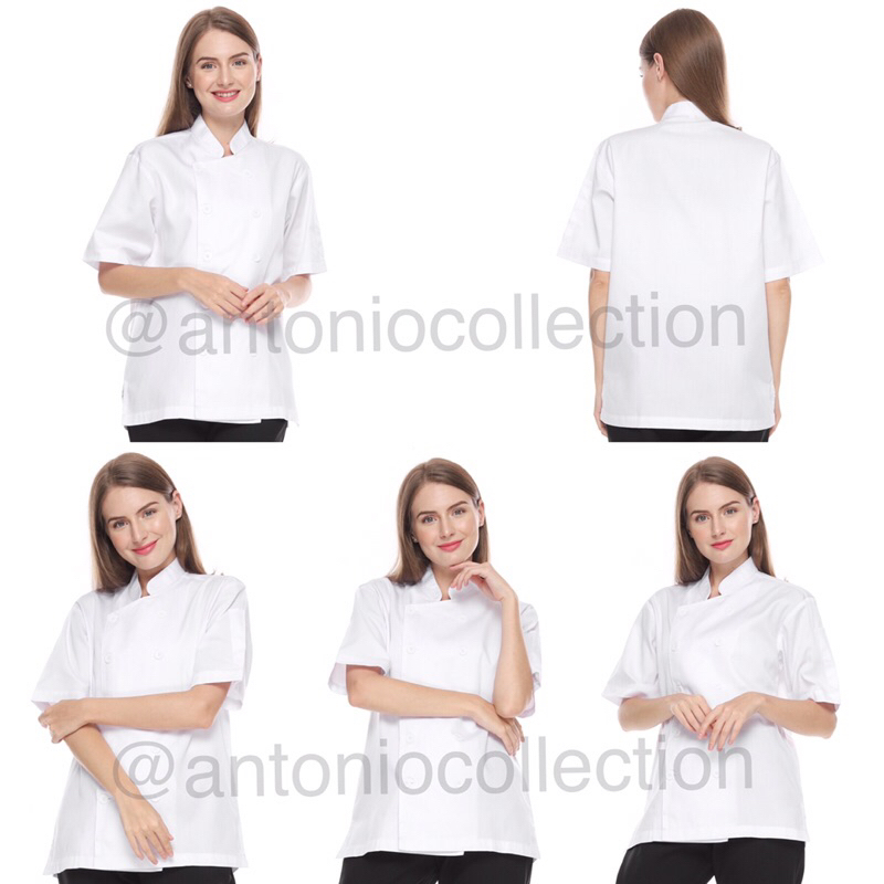 Baju Koki / Chef Jacket Putih Polos Lengan Pendek