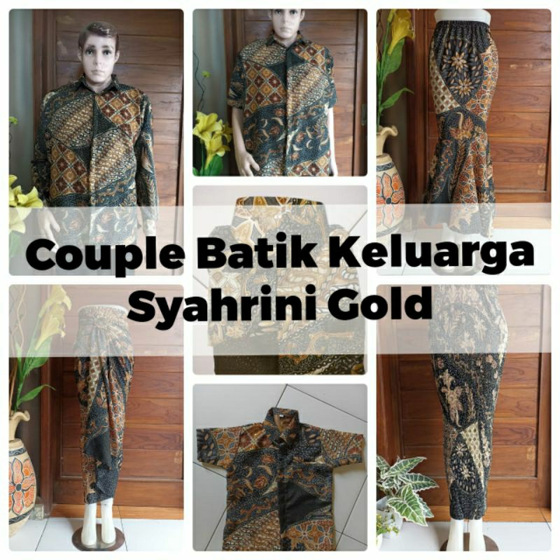 WM ~ Batik Couple Keluarga Syahrini Gold Sarimbit Keluarga