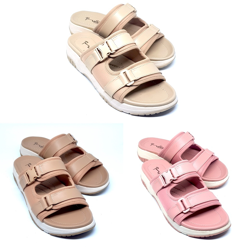 Rullief FBS 677 Sandal Flat Selop Japit Premium Wanita - Sendal Casual Slip Fashion Cewek Korea Trendy Original