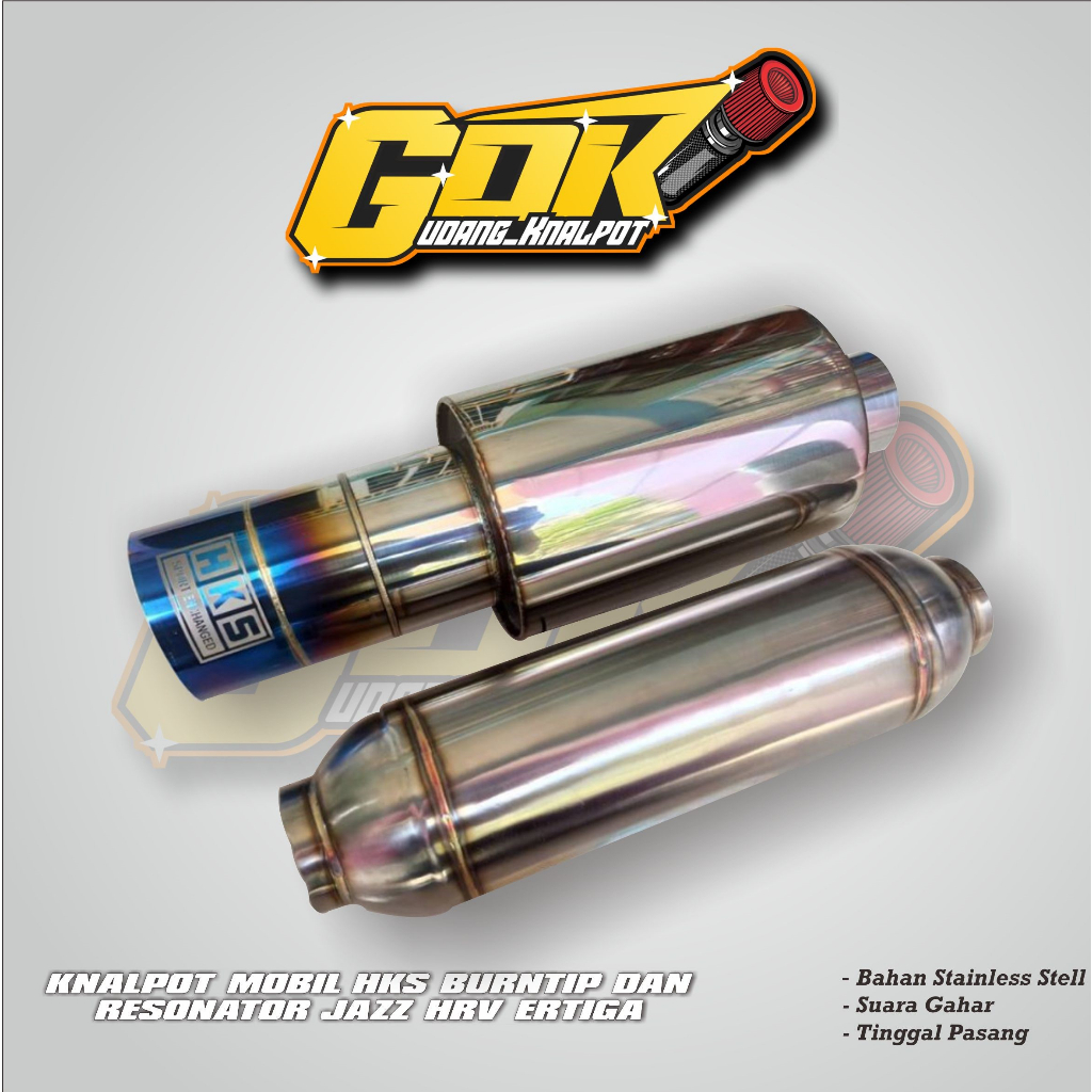KNALPOT MOBIL HKS BURNTIP DAN RESONATOR JAZZ HRV ERTIGA BERKUALITAS