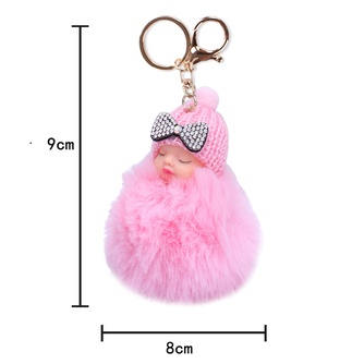 Gantungan Kunci Lucu Keychain Baby Keyring Bulu Pom Pom Unik Terbaru KC-011