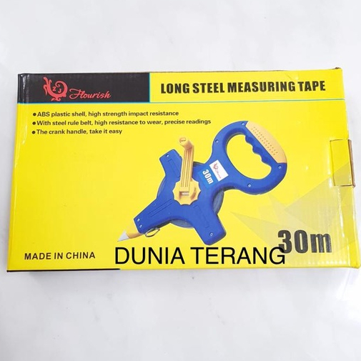 Meteran Plat Baja FLOURISH 30 50 meter - Meteran Tancap 30m 50m Meteran Roll Meter Rol Steel Tape 100 feet 165 feet