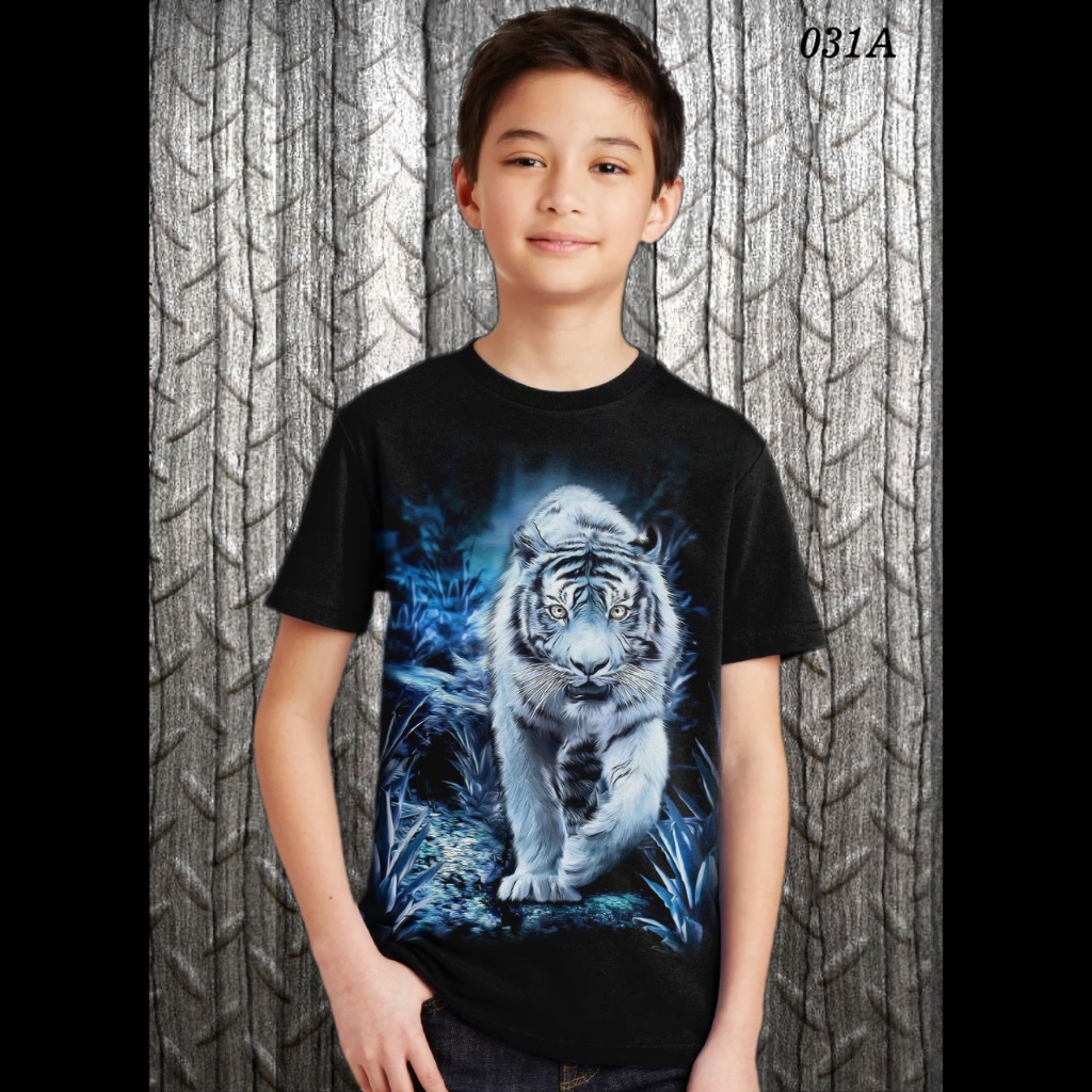 Kaos Distro anak Umur 5Tahun- 13tahun Motif macan es / kaos anak tanggung / shalch trendy