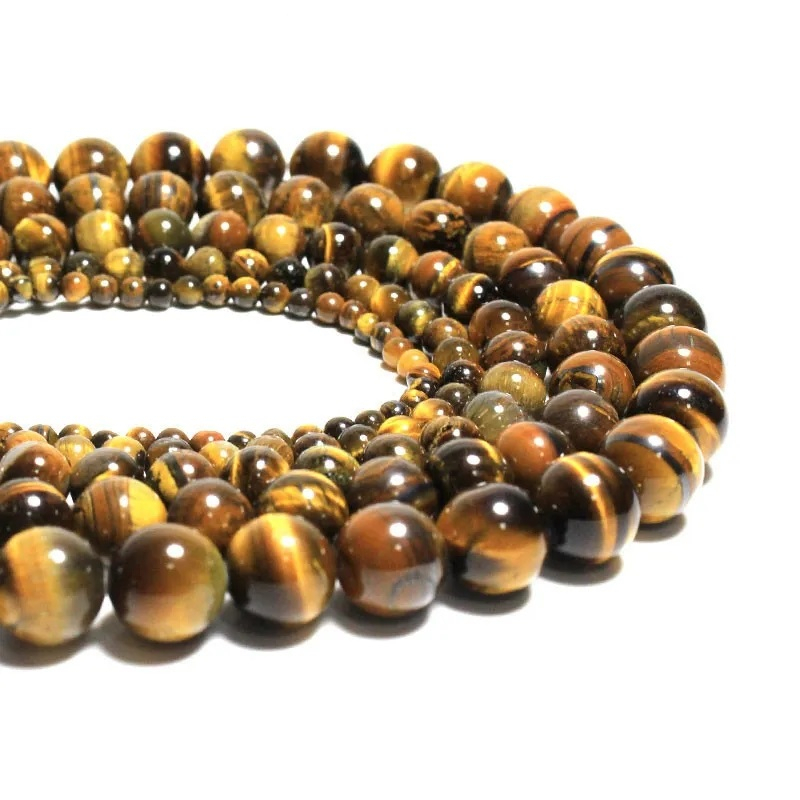 Manik Bahan Gelang Kalung Biduri Batu Alam Tiger Eyes Coklat Uk 6-8mm Harga/String