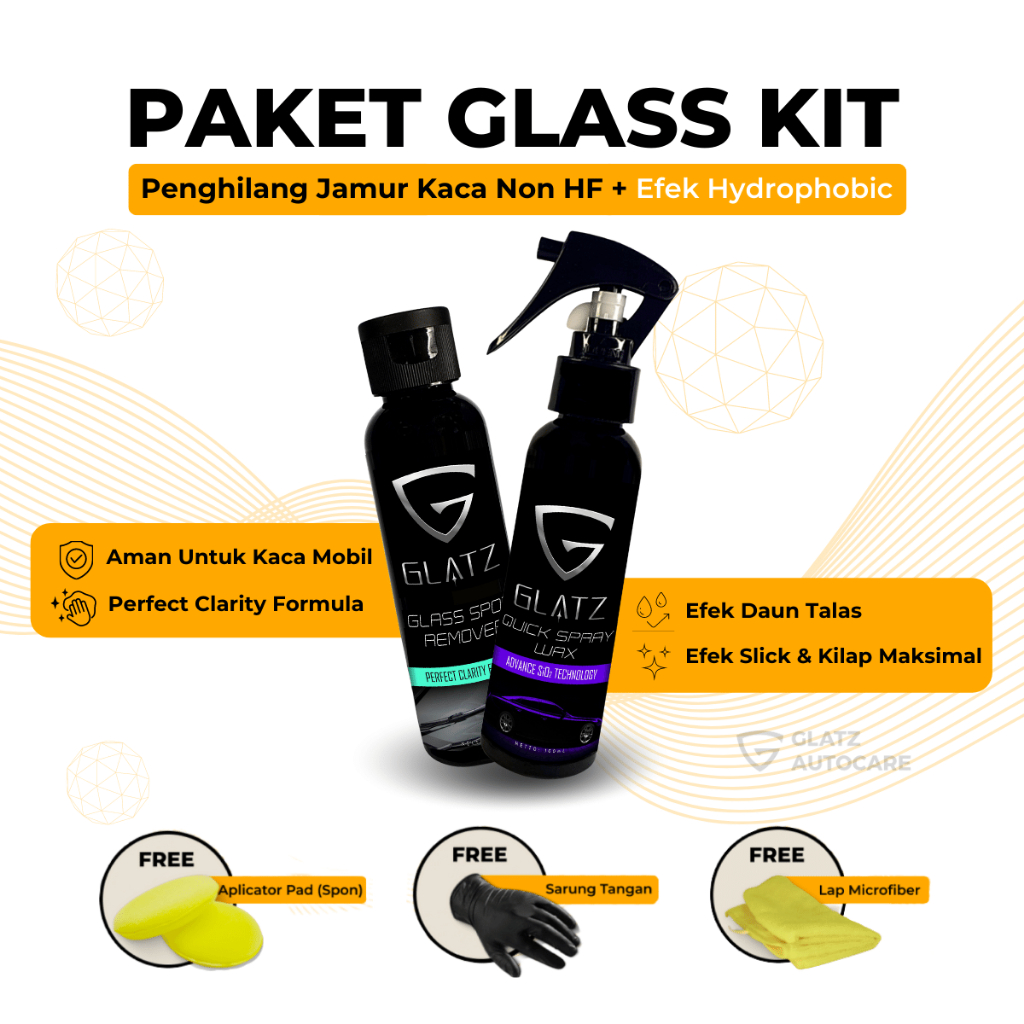 Pembersih Jamur Kaca Mobil Efek Daun Talas PAKET GLASS KIT Perawatan Kaca Mobil