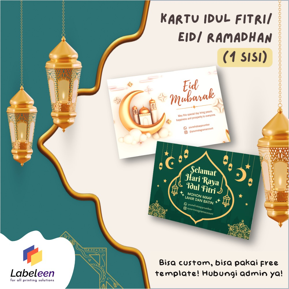 

Cetak Kartu Lebaran | Kartu Idul Fitri Eid Mubarak | Kartu hampers ramadhan 1 sisi custom